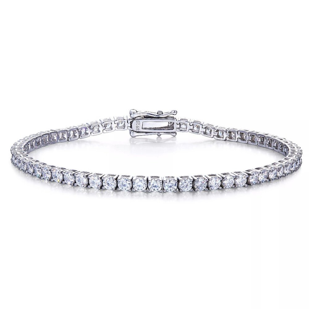 5.5-Carats Tennis Bracelet 7" GRA Certified Moissanite Diamonds Sterling Silver